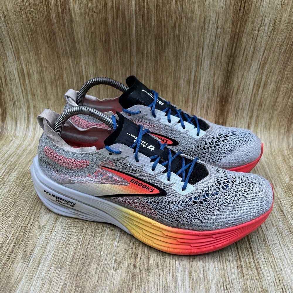 Brooks Hyperion Elite 4 Running Shoes Men's Size 8 Grey Orange Yellow Sneakers